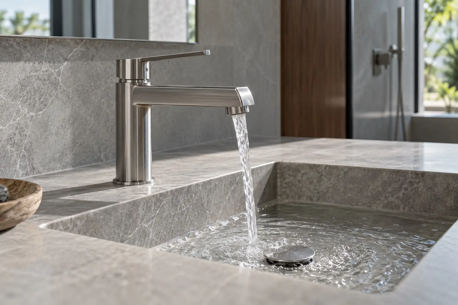 Rubinetto in un bagno contemporaneo